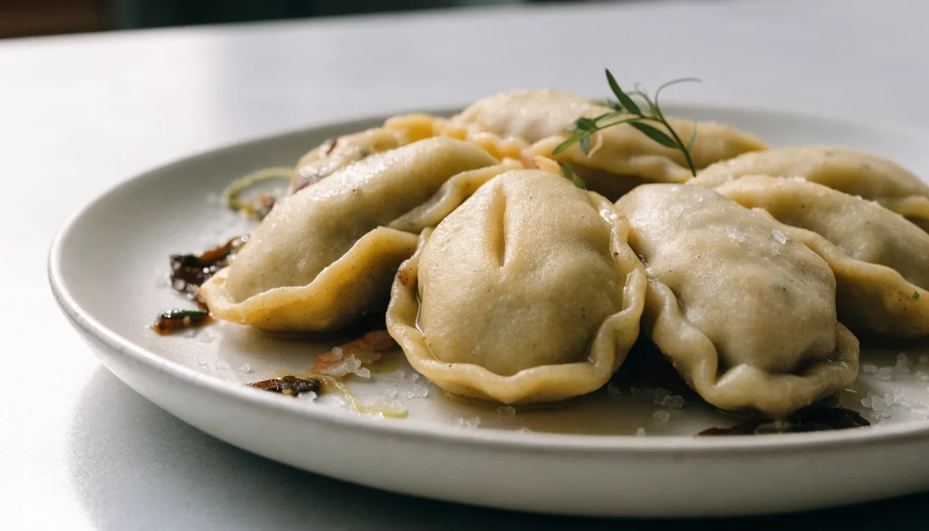 Talerz pierogów podany w restauracji