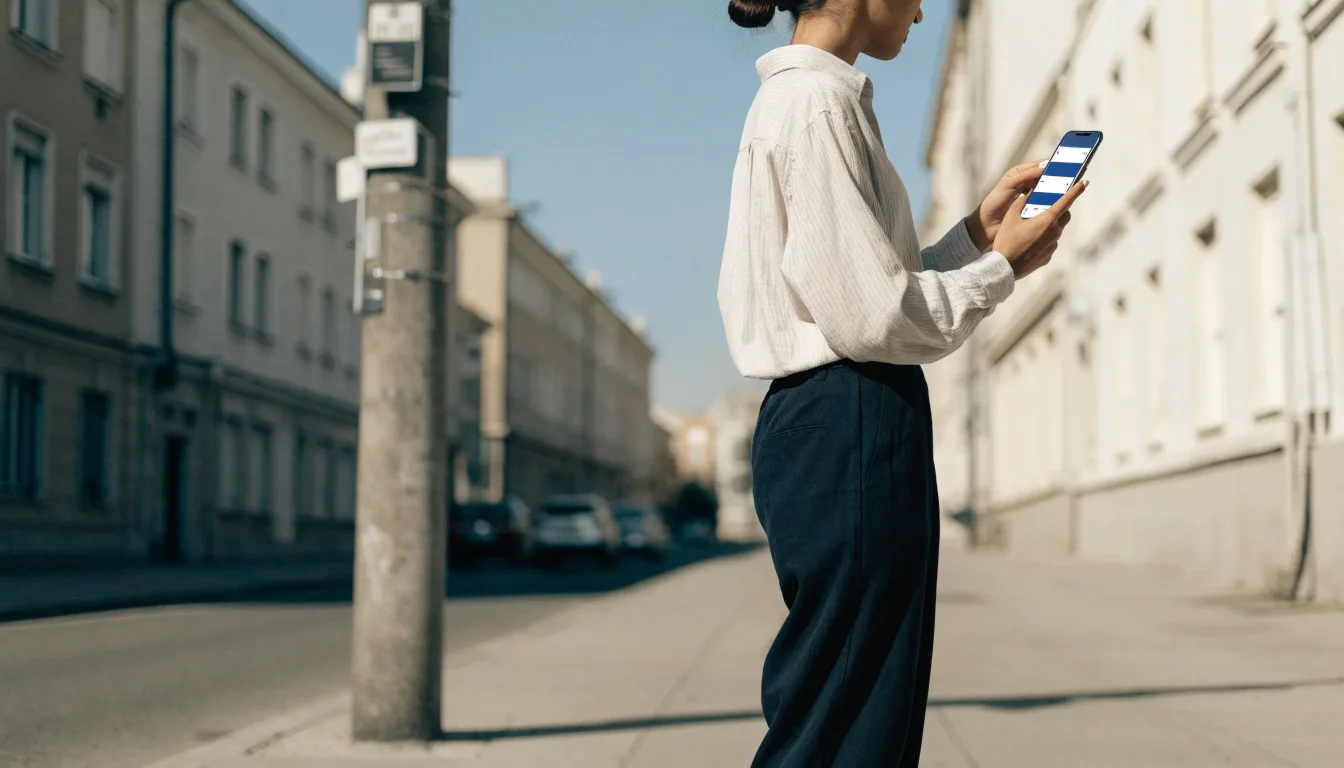 Osoba sprawdza informacje o wizycie w muzeum na telefonie